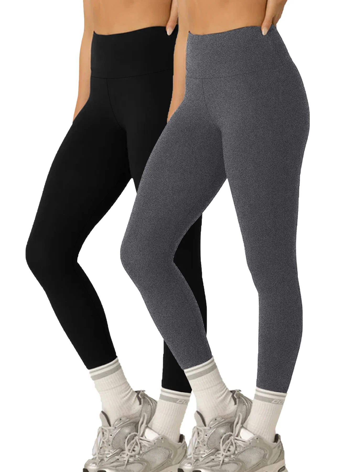 

2 Pack Women's Super Soft Leggings High Waisted Tummy Control No See Through Workout Yoga Running Athletic Push Up Gym Leggings