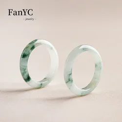 Myanmar Jadeite Floating Green Flower Ring Men and Women Couples Ring Glutinous Kind of Exquisite Fashion Jewelry Gift 1pc