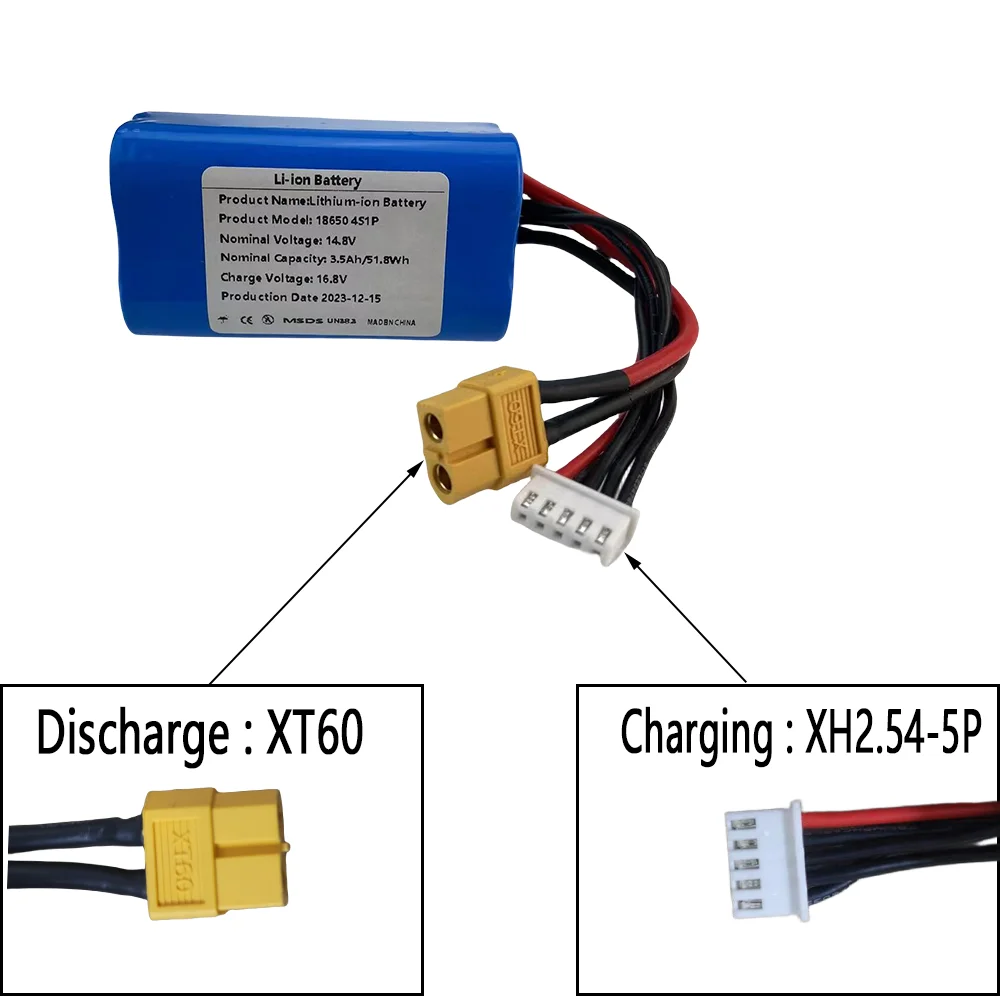 XH2.54-5P XT60 14.8V UAV Rechargeable 4S1P 3500mAh High Capacity Li-ion Battery for RC Airplane Quadrotor