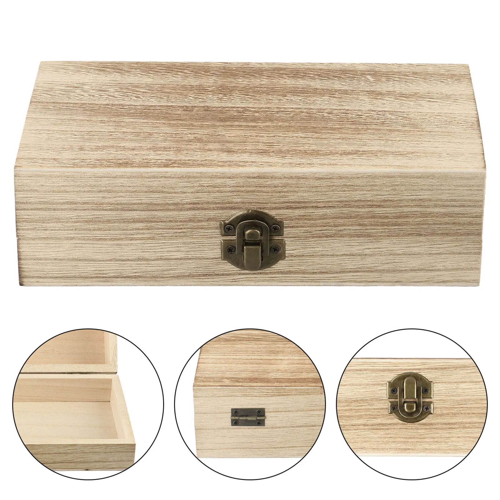 Rectangular Wooden Storage Box Retro Wooden Box Clamshell Wooden Gift Box Jewelry Box Desktop Organizer