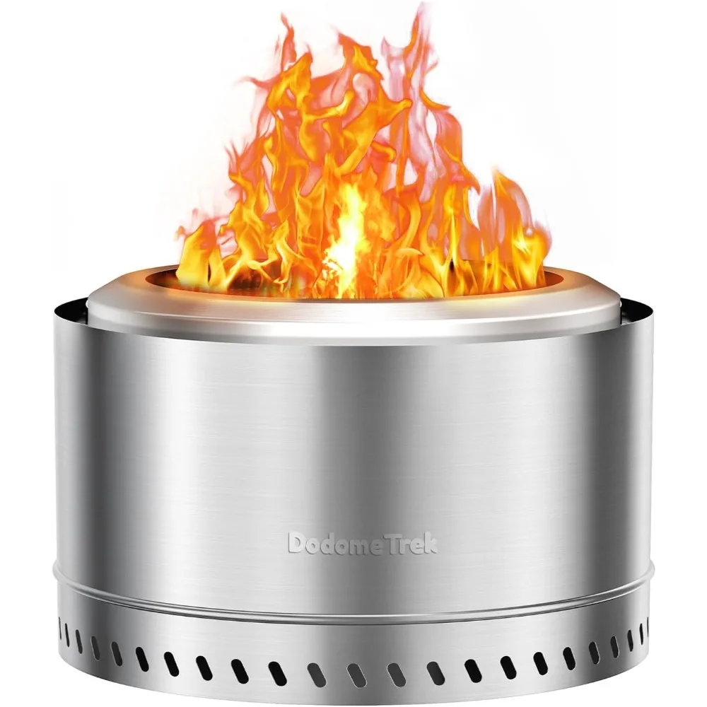

Portable Outdoor Stainless Steel Fire Pit, 27 Inch, Smokeless Design