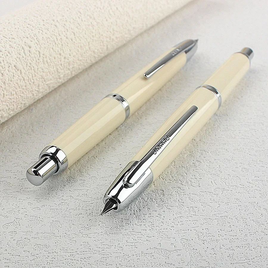Smooth JINHAO 20 Press Fountain Pen Retractable EF F Nib Transparent Black Writing Ink Pen with Converter School Office Supplies