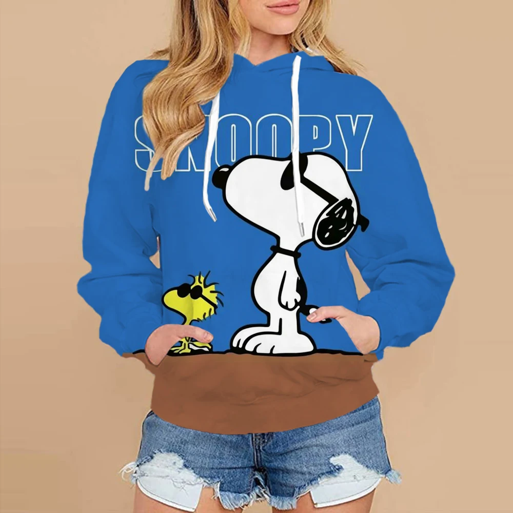 Snoopy Cartoon Anime Women\'s Hoodie Spring and Autumn Edition Women\'s Round Neck Hoodie 2024 New Fashion Couple Sportswear Top