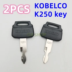 2PCS K250 Key For Kobelco Excavator，Kawasaki wheelLoader and Crawler excavator SK75-8 130-8 200-8 300-8 350-8