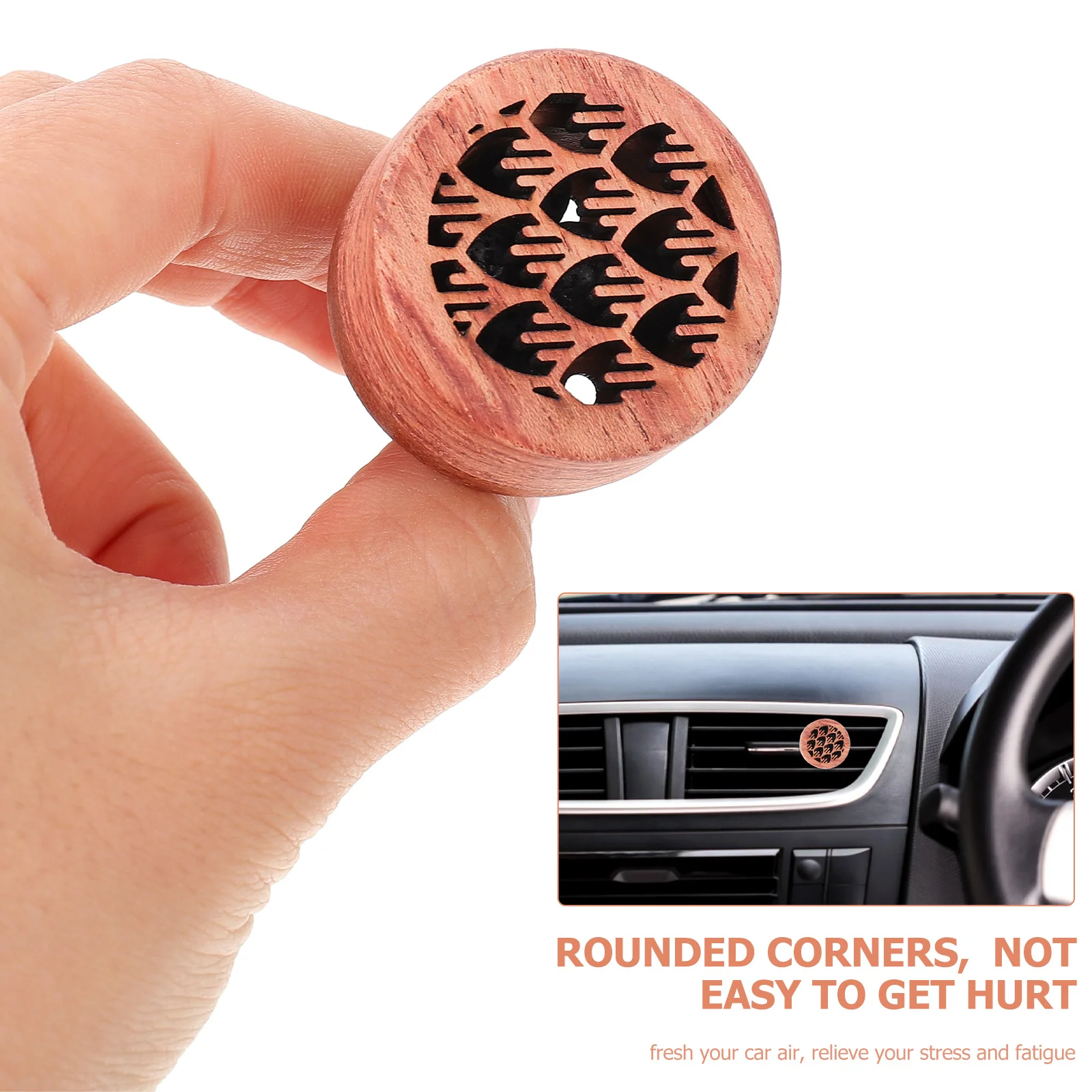 

1Pcs Car-Mounted Wooden Aroma Diffuser Premium Rosewood Essential Oil Freshener Relaxing Car Interior Decoration Accessory