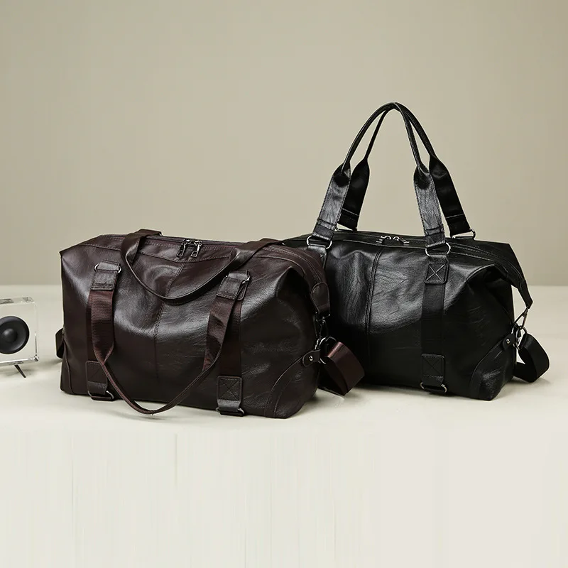 2025 Cross BorderTexture PU Yoga Bag Fitness Large Capacity Luggage Storage Bags Men's Hand-held Shoulder Travel Totes dag bolsa