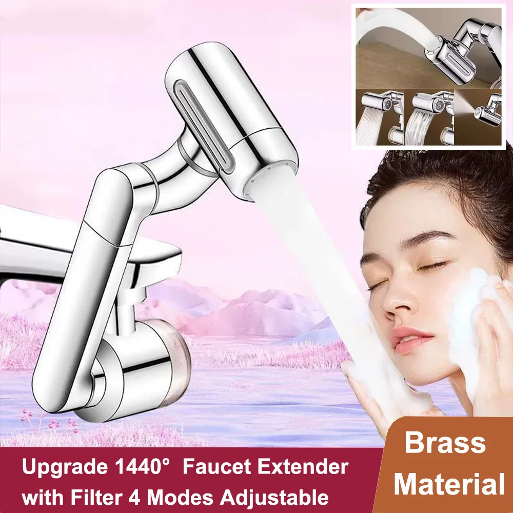 New Universal Faucet Extender with Filter 1440° Rotation 4 Modes Tap Mixer Aerator Bubbler Robotic Arm Swivel Faucets Extension