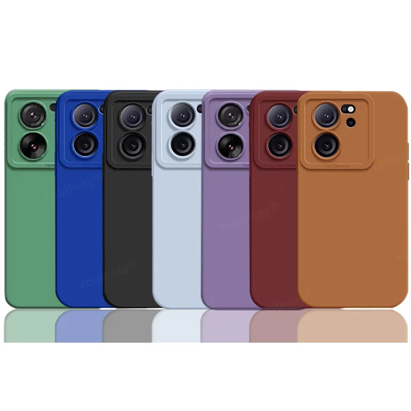 New Color Case For Xiaomi 13T Pro Funda Xiaomi 13T Coque Camera Protector Original Liquid Silicone Soft Cover Xiaomi 13T Pro