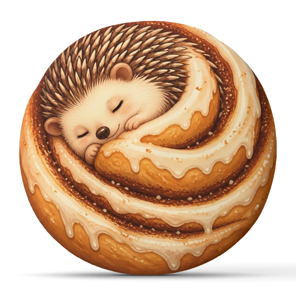 Sleepy Hedgehog Cinnamon Roll Plush Pillow Cute Bakery Animal Throw Cushion Stuffed Shaped Floor Pillow Cozy Home Decor Gift