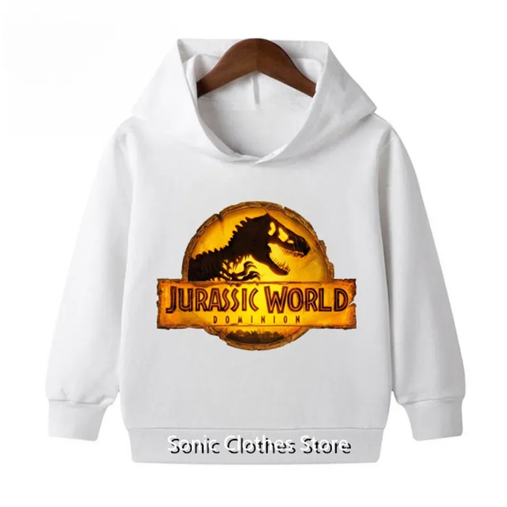 Autumn Boys Girls Jurassic World Dominion Sweatshirts Dinosaur Print Kids Jurassic Park 3 Clothes Long Sleeve Sports Hoodies