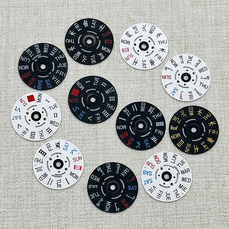 Mod NH36 NH35 Movement Weekly Calendar Dial 3.0 3.8 4.1 Crown Position Compatible with NH35 NH36 Movement Weekly Calendar Dial