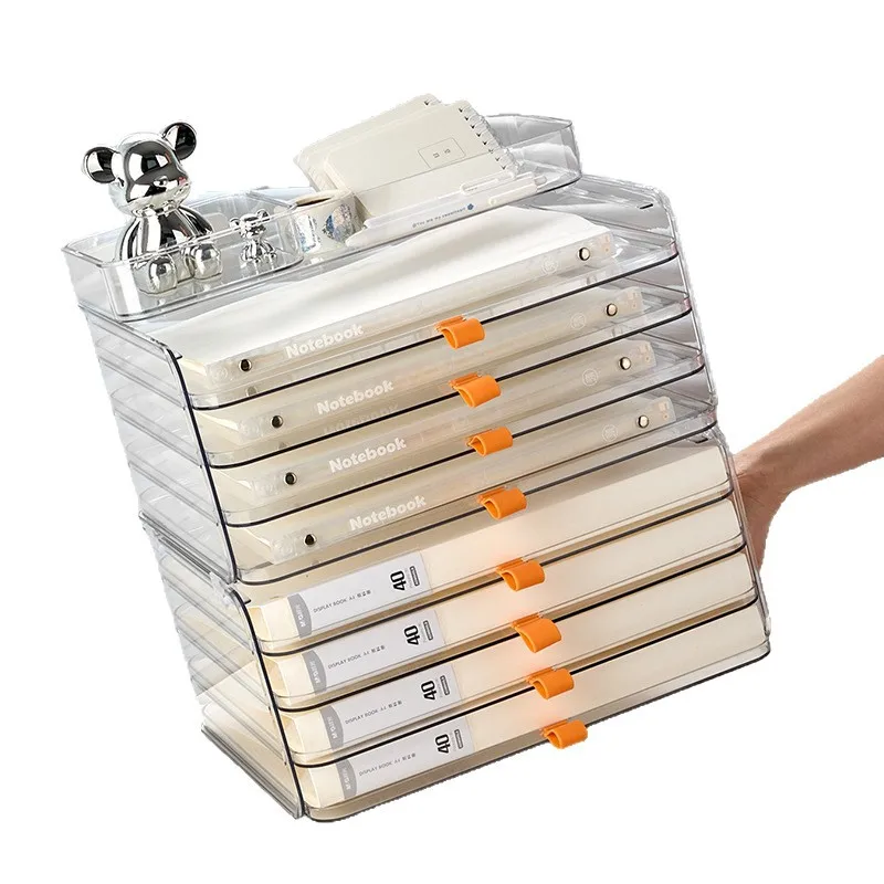 File Rack Office Desktop Multi-layer Storage Box Transparent File Shelf can be stacked with acrylic document bookshelf