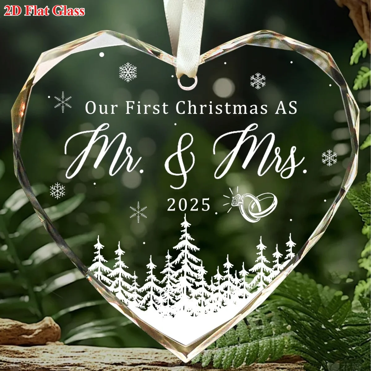 

2D Flat — подарки на свадьбу и новинки — элегантный мистер и миссис Свадебные украшения с именем/интикетками, 2D плоское стеклянное подвесное