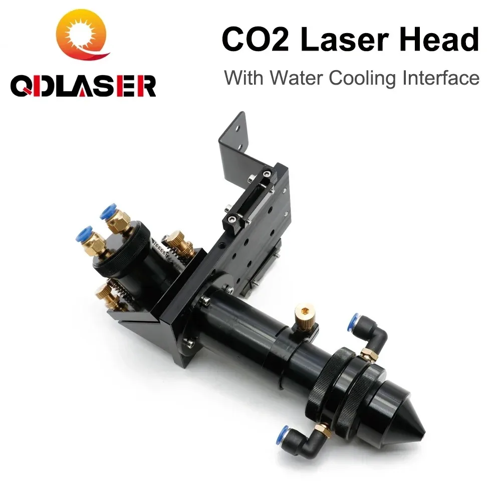 QDLASER CO2 Laser Head Set with Water Cooling Interface Mirror Dia. 30 / Lens Dia. 25 FL 63.5&101.6 Integrative Mount Holder