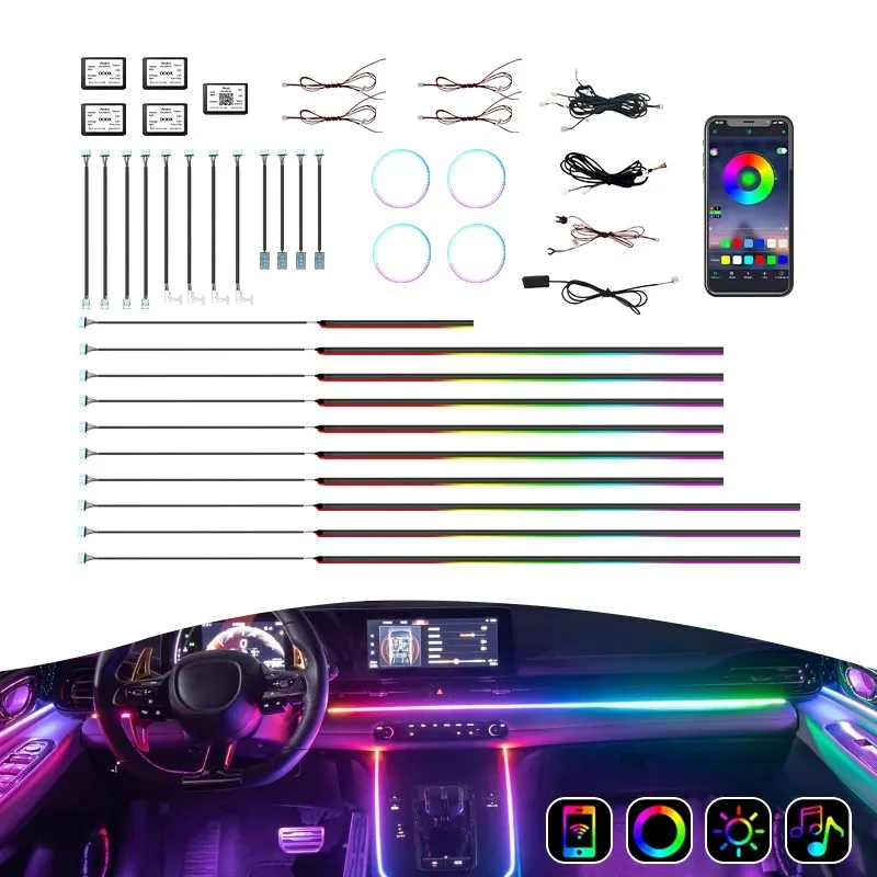 

Car Ambient Light Kit 26 in 1/22 in 1/10 in 1 Interior Led Car Lights Symphony Led Strip Light RGB for 98% Car
