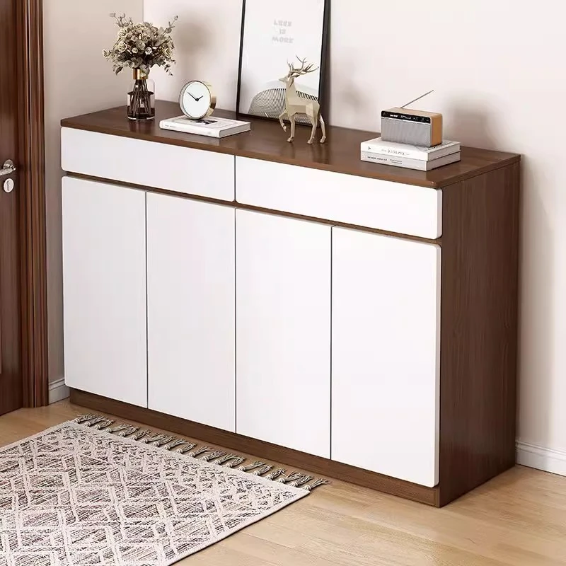 

Entrance Racks Wooden Shoe Cabinet Storage Hallway Luxury Closed Shoe Cabinet Japanese Modern Walnut Living Room Furniture