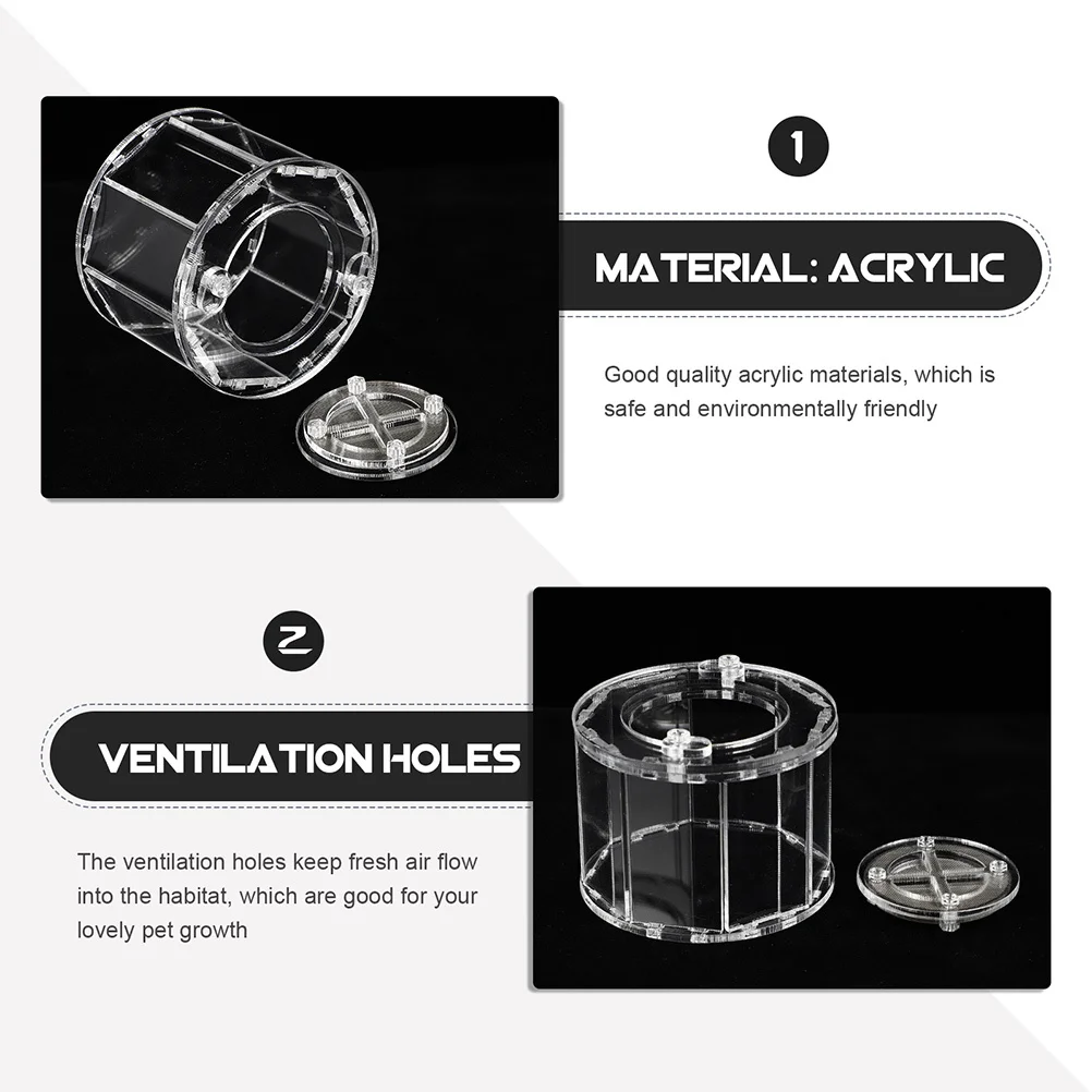 

2Pcs Reptile Feeding Box Transparent Acrylic Durable Breeding Cage Ventilation Holes Simple Practical Pet Observation Container
