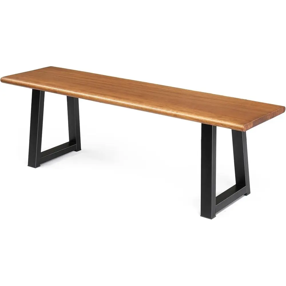 

Rustic Wooden Outdoor Dining Bench with Metal Legs, Suitable for Indoor or Garden Use (57in)