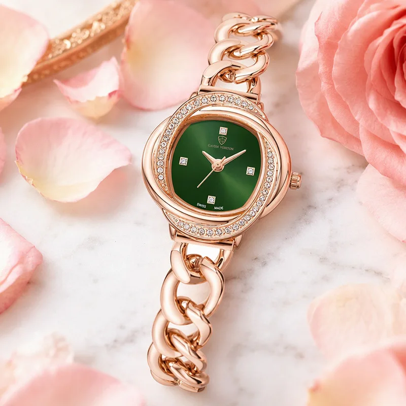 Women Luxury Rhinestone Bracelet Watch New Arrival Quartz Wristwatch Chain Strap Fashion Waterproof Ladies Dress Watch for Gift