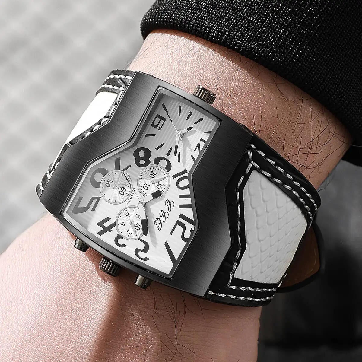 ساعات رجالية فاخرة الطلب الكبير ساعة كوارتز عادية حلقة من جلد الرجال ساعة يد رياضية Relogio Masculino (بدون صندوق)