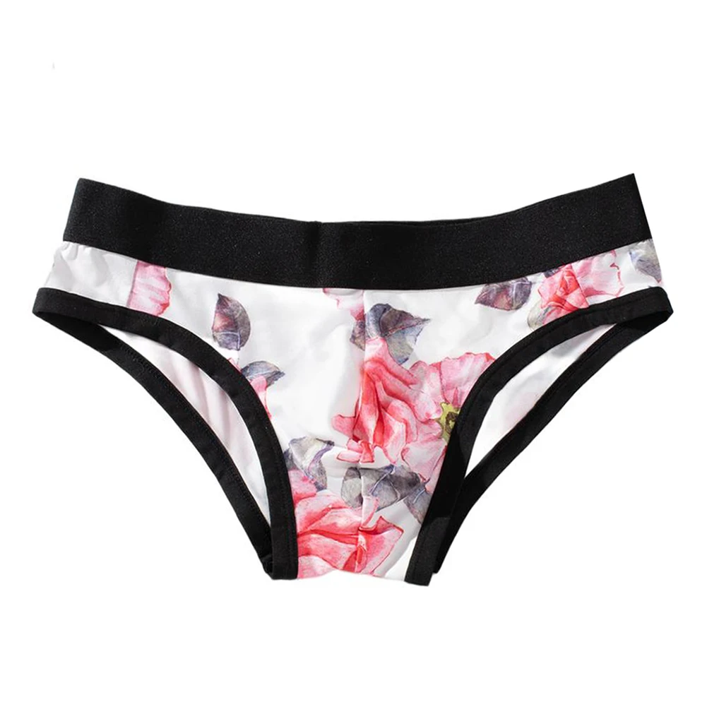 

Men's Briefs Skin Friendly Ice Silk Printed Thin Bulge Pouch Underwear Fashion Elastic Panties Casual Sports