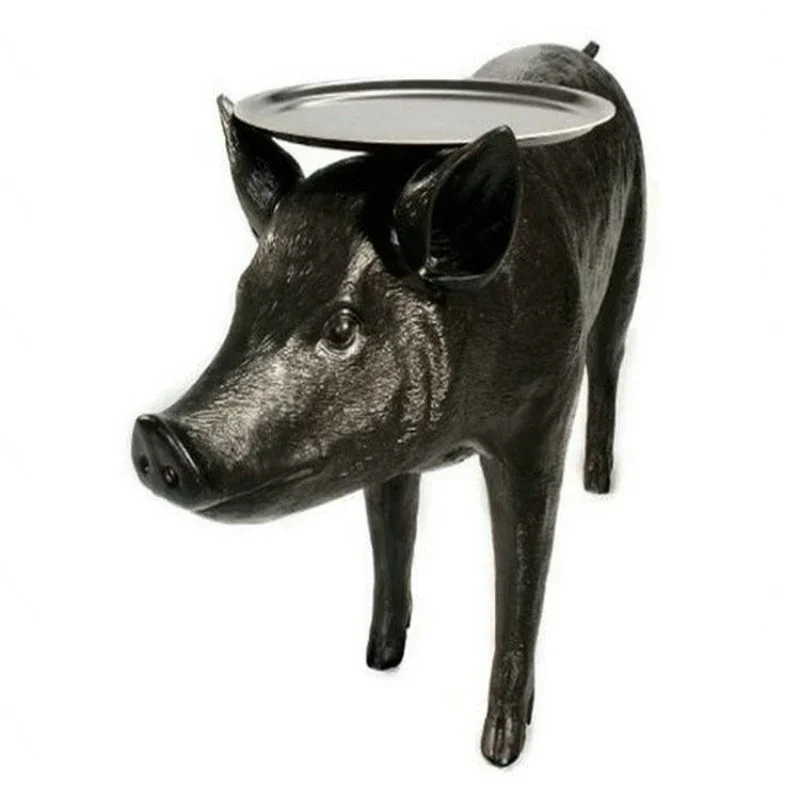 Hot Sale Metal Fiberglass Italian Designer Black Pig Table animal for table lamp