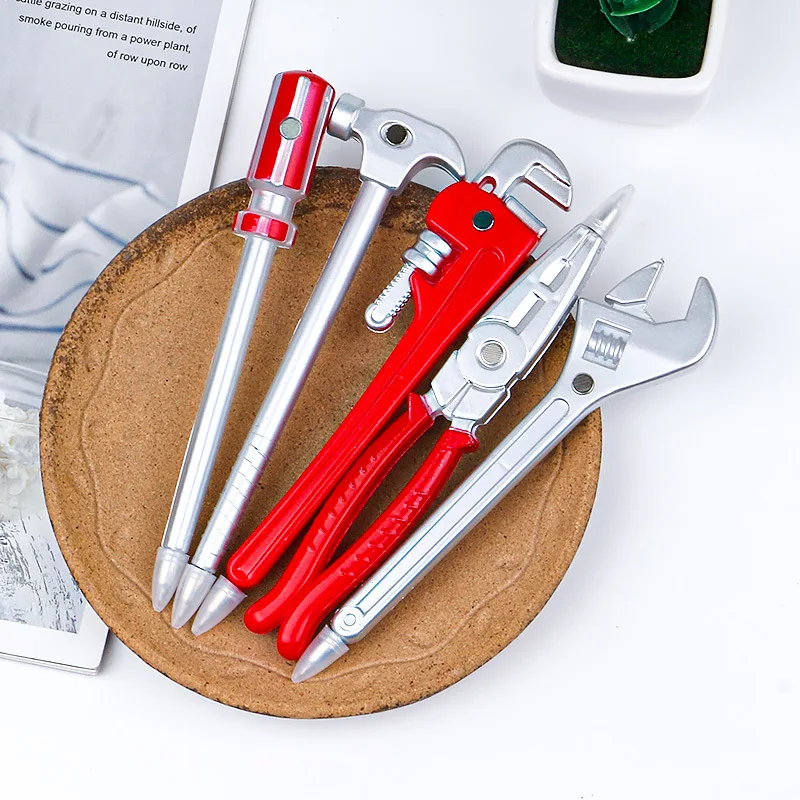 12 Pcs Wholesale Hardware Wrench Pliers Screw Hammer Ballpoint Pens Creative Student Stationery Gift Cartoon Pen Accessories