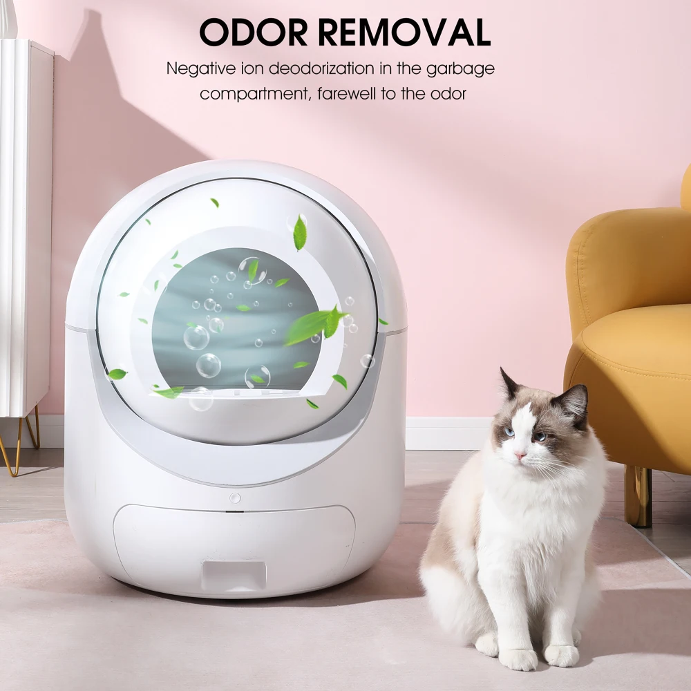 

Smart Automatic Cat Litter Box,Automatic Scooping and Odor Removal, App Control, Support 5G&2.4G WiFi for Multiple Cats,cat box