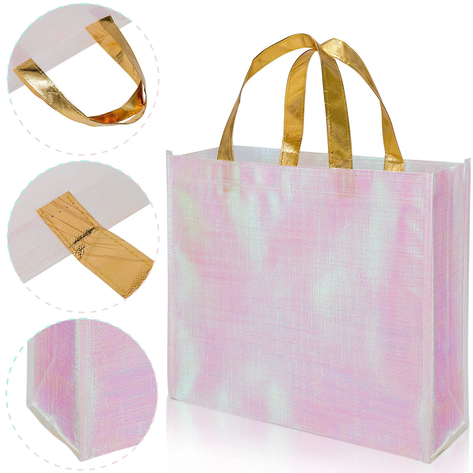 12pcs Large Gift Bags with Handles Tote Bags for Birthday Wedding Party Gift Christmas Packaging Reusable Shiny Shopping Bags