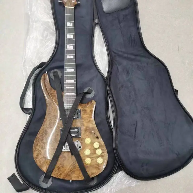 Leather Electric Guitar Bag Thickened Shockproof Portable Shoulders Black Electric Guitar Backpack Musical Instrument Accessory