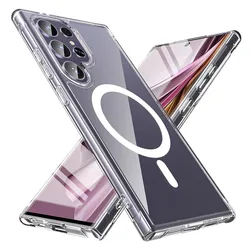 Magnetic For Magsafa Wireless Charger Case For Samsung Galaxy S25 S24 S23 S22 S21 FE Plus Ultra Hybrid Hard Cover Soft Shell