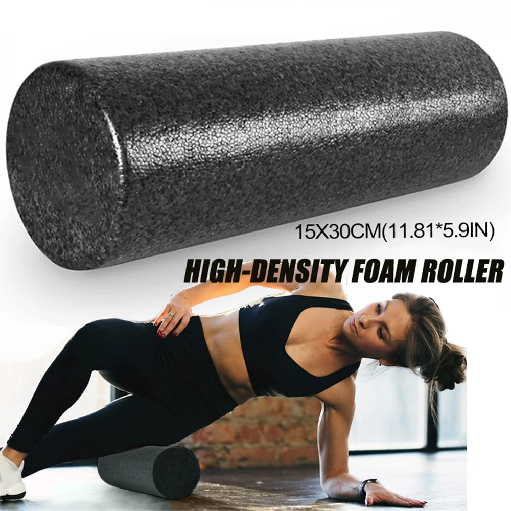 Foam Shaft EPP Solid Yoga Pole Fitness Muscle Relaxation Roller Massage Stick Glossy Black Roller 30X15cm