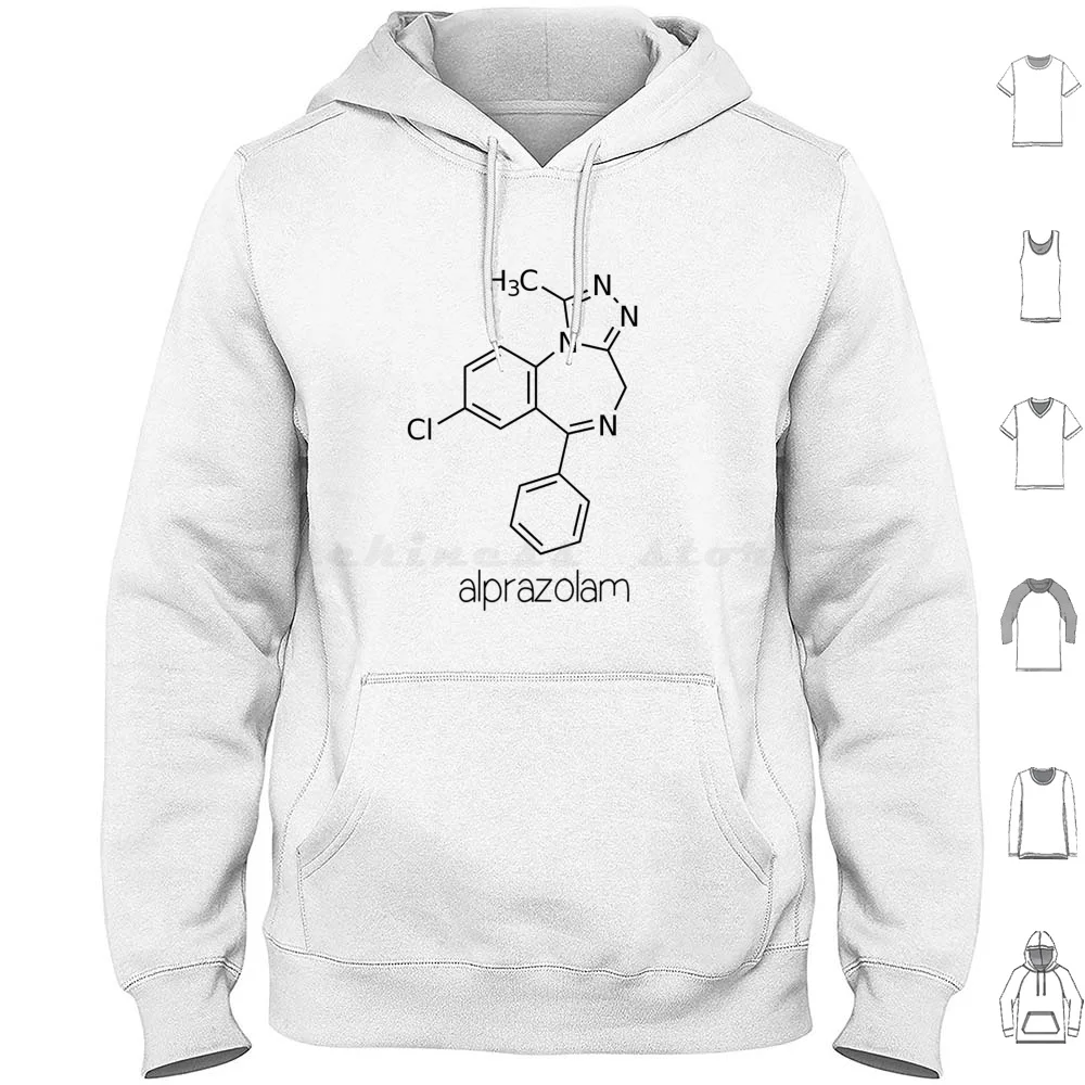 Alprazolam Xanax Molecule Hoodie Cotton Long Sleeve Alprazolam Xanax Molecule Alprazolam Xanax Molecule Medication