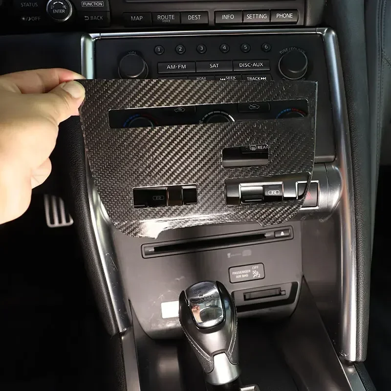 

For Nissan GTR R35 Real Dry Carbon Fiber 2008-2016 Center Console CD Panel Frame Cover Interior Decorative Trim Accessories