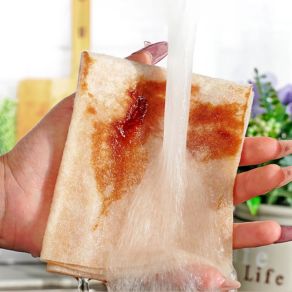 Loofah cloth, thick and absorbent, non greasy dishwashing cloth, kitchen wiping, table cleaning, scouring pad, cleaning