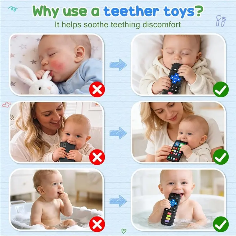 MACH-Baby Teething 3-6 Months, Silicone Phone And Remote Teether Sensory Chew ,Infant Teething Relief