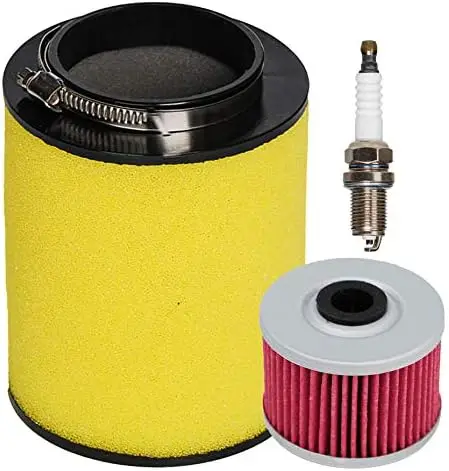 ATV Air Filter Element Cleaner 17254-HP5-600 with Oil Filter Spark Plug Tune Up Kit Replacement for Honda Rancher 420 TRX