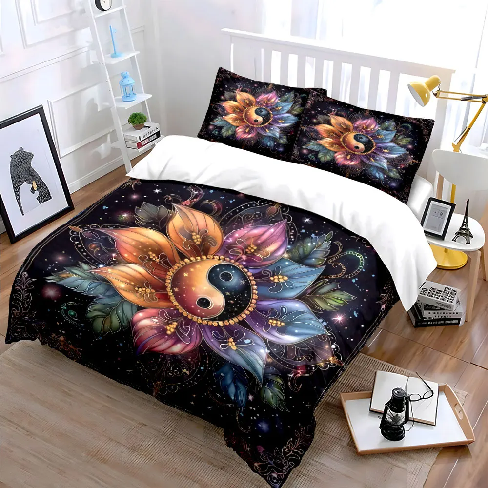 Yin Yang Decor Set Harmony Bedding Set with 1 Duvet Cover 2 Pillowcases Single Double King Queen, Gift