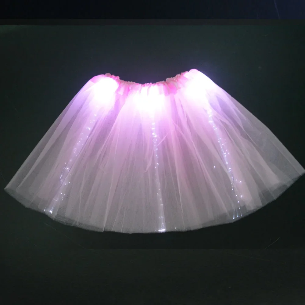 Jupe Tutu Lumineuse en Tulle pour Fille, en Fibre Optique, Couches, pour ixd'Anniversaire, Noël, Festival d'Halloween