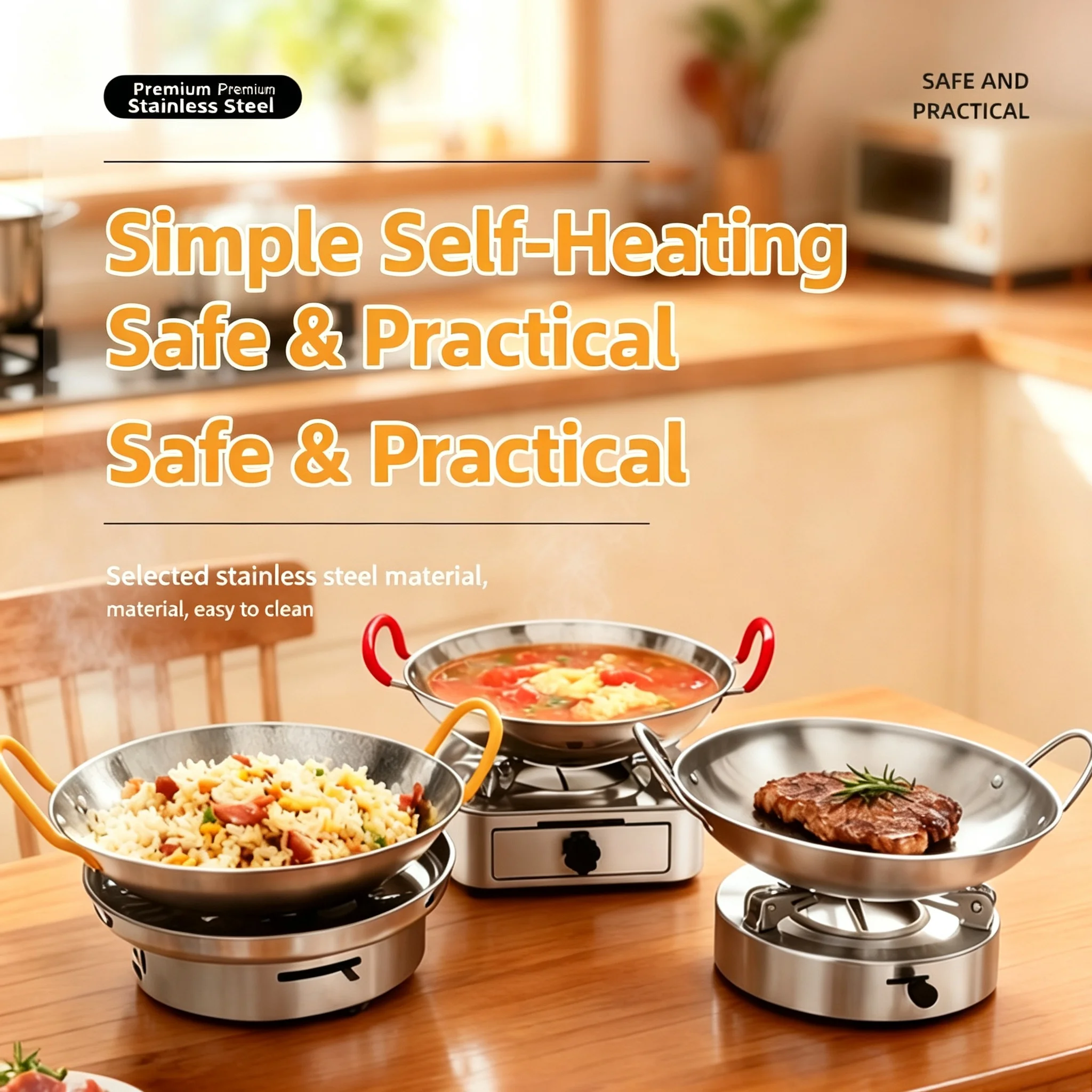 1pc 29cm/11.42inch stainless steel honeycomb skillet non-stick with handle scratch-resistant cooking pasta steak porridge ramen