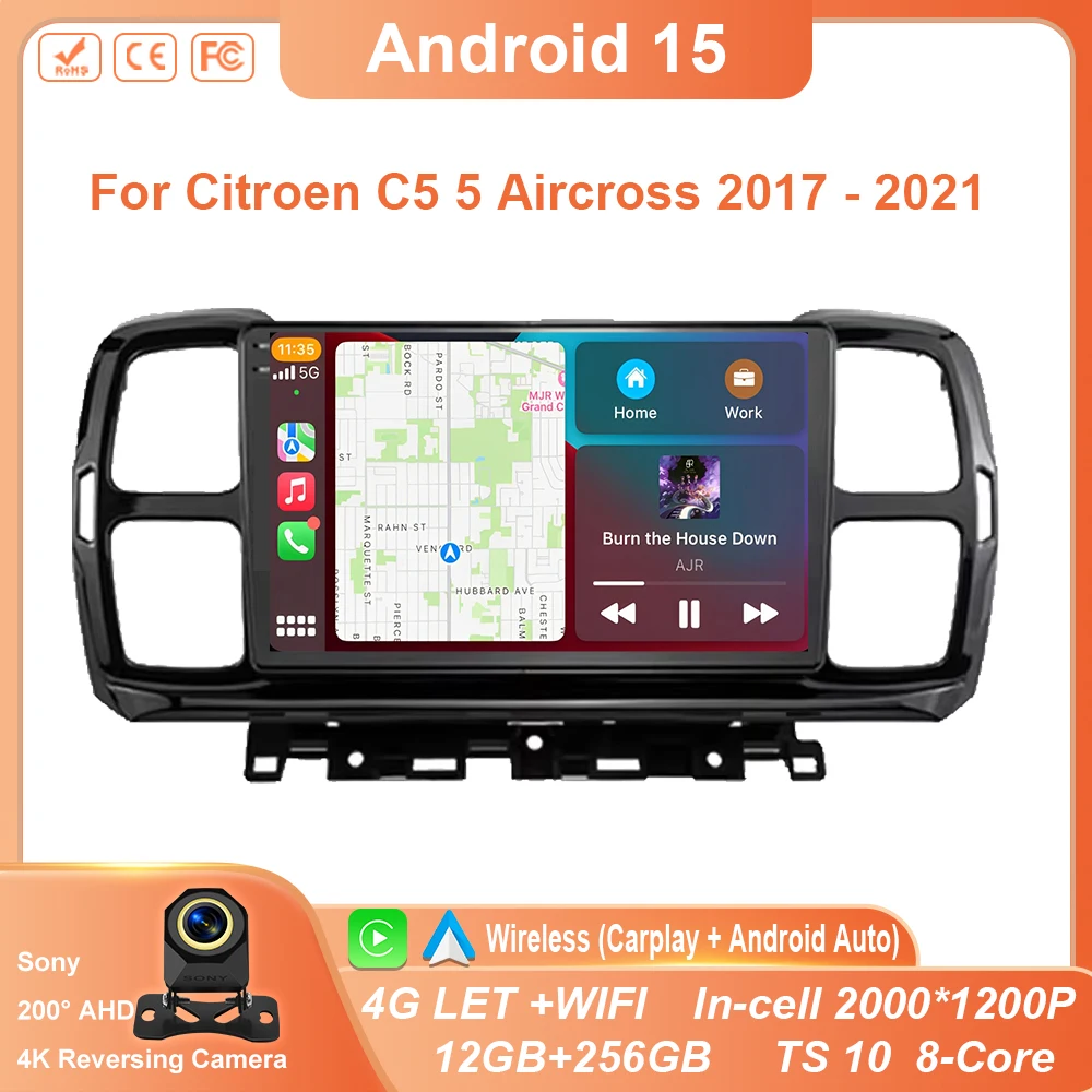 أندرويد 15 أوتو لسيتروين C5 5 Aircross 2017 - 2021 Autoradio Autoradio Lettore فيديو متعدد الاتجاهات الملاحة IPS 5G WIFI 4G #2