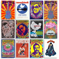 Woodstock Rock Music Festival Retro Canvas Painting Singer Band Industrial Decor Music Posters And Prints Vintage Home Decor