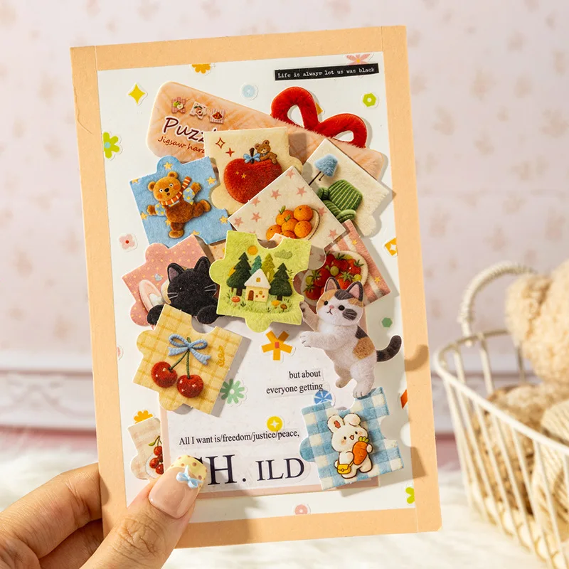 

18pcs/1lot Kawaii Scrapbook Sticker Puzzle fragments Scrapbooking Supplies Planner Decorative Stationery Sticker