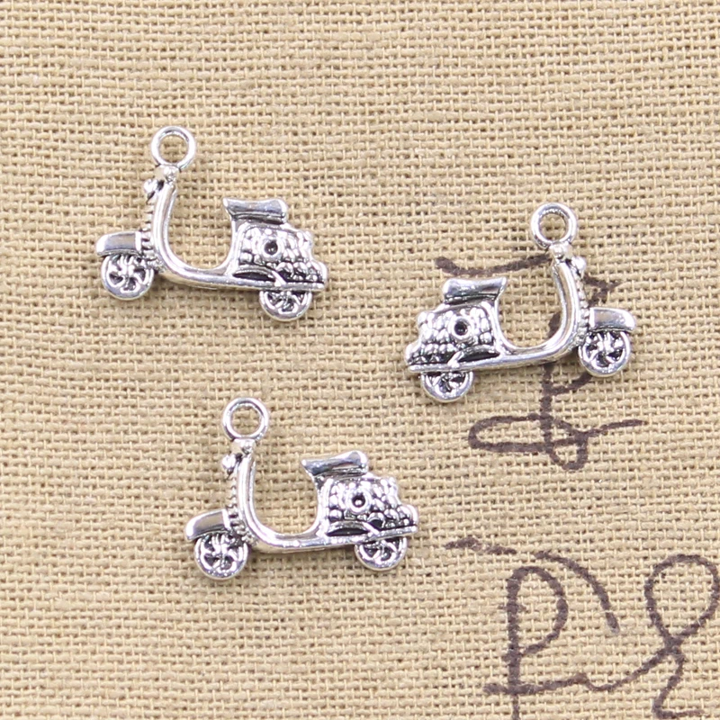 30pcs Charms Motorbike Motorcycle 14x18mm Antique Silver Color Pendants Tibetan Findings DIY Handmade Making Craft