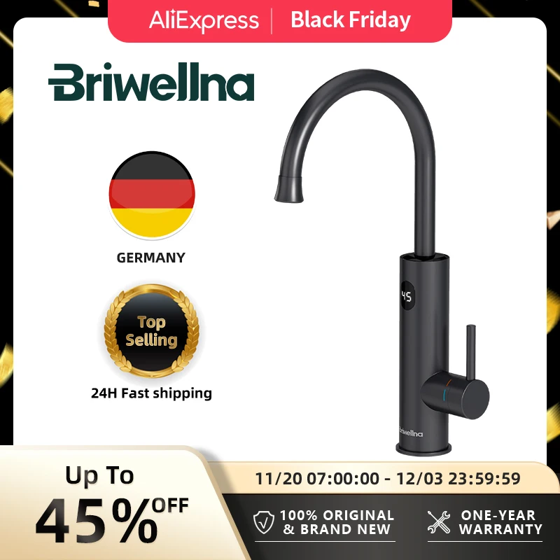 Briwellna безрезервуарный водонагреватель, кран 220 В, электрический кран для подогрева воды, поворотный излив на 360 градусов, водонагреватель, проточный