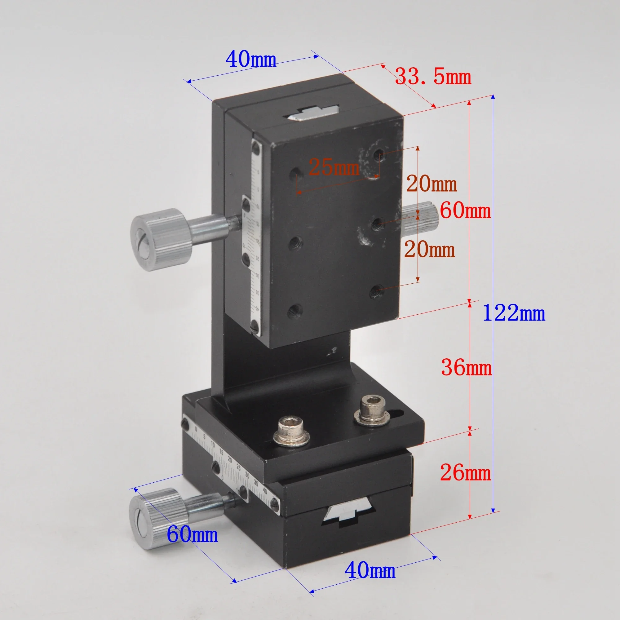 ZWG60 Misumi YZ Achse Zwei-dimensional 40*60mm Manuelle Optische Schwalbenschwanz Nut Rack Und Ritzel Typ Feine einstellung Rutsche