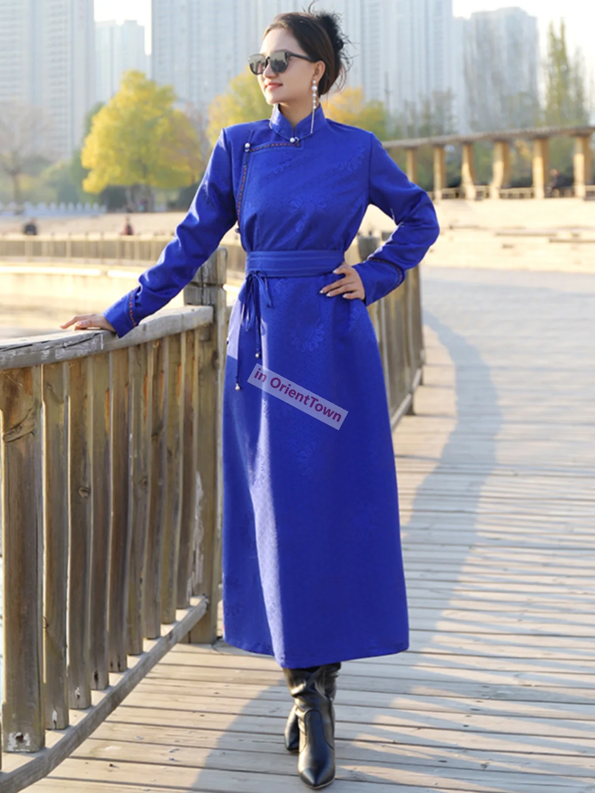 Pakaian tradisional Mongolia Modern jubah Mongolia ditingkatkan gaun Formal kostum etnis pakaian kehidupan sehari-hari tradisional untuk wanita