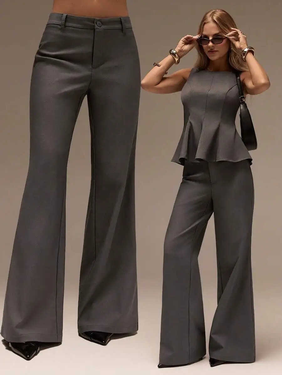 

Женские расклешенные брюки больших размеров, элегантные широкие брюки для офиса, повседневного использования и на выход