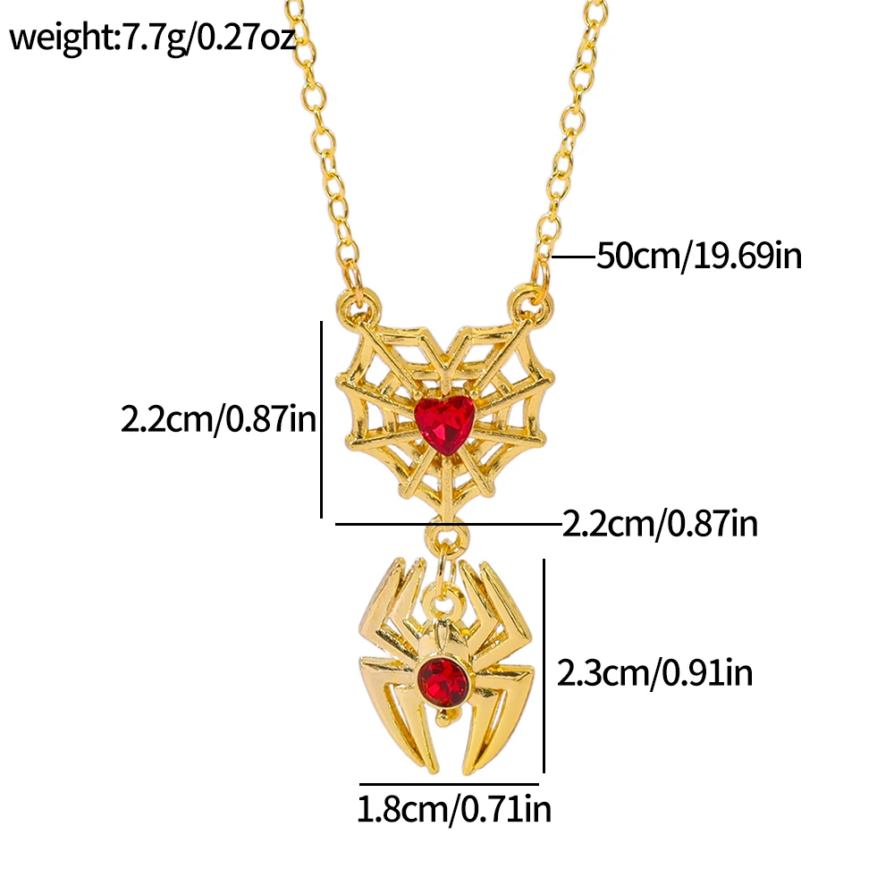 Spiderman Retro Web Heart Necklace - Creative Trend Spider Man Pendant Superhero Jewelry Personalized Accessory for Halloween view 5