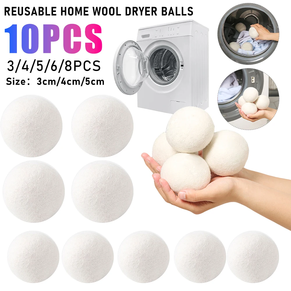 

3-10 шт. 3/4/5 см многоразовые шарики для сушки шерсти, смягчитель одежды, шарик для сушки белья из флиса, сушилка для домашней одежды, очиститель для стиральной машины